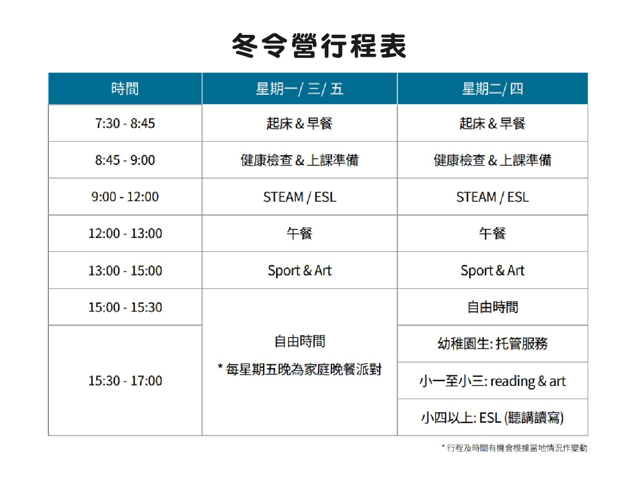 2025越南富國島親子英文冬令營 每周主題及課表