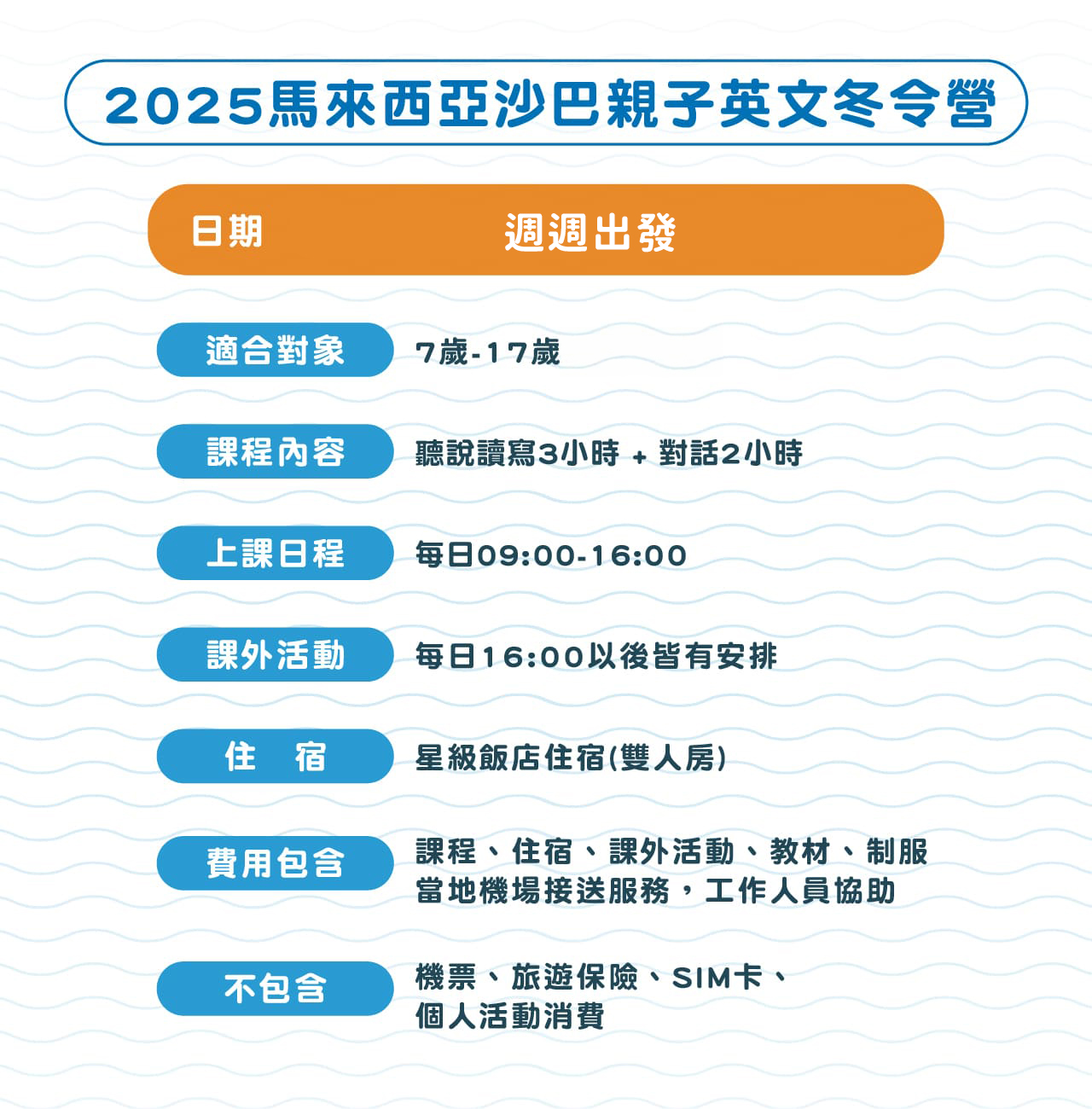 2025馬來西亞沙巴親子英文冬令營，2025/1/26~ 2025/2/9，適合對象7歲-17歲